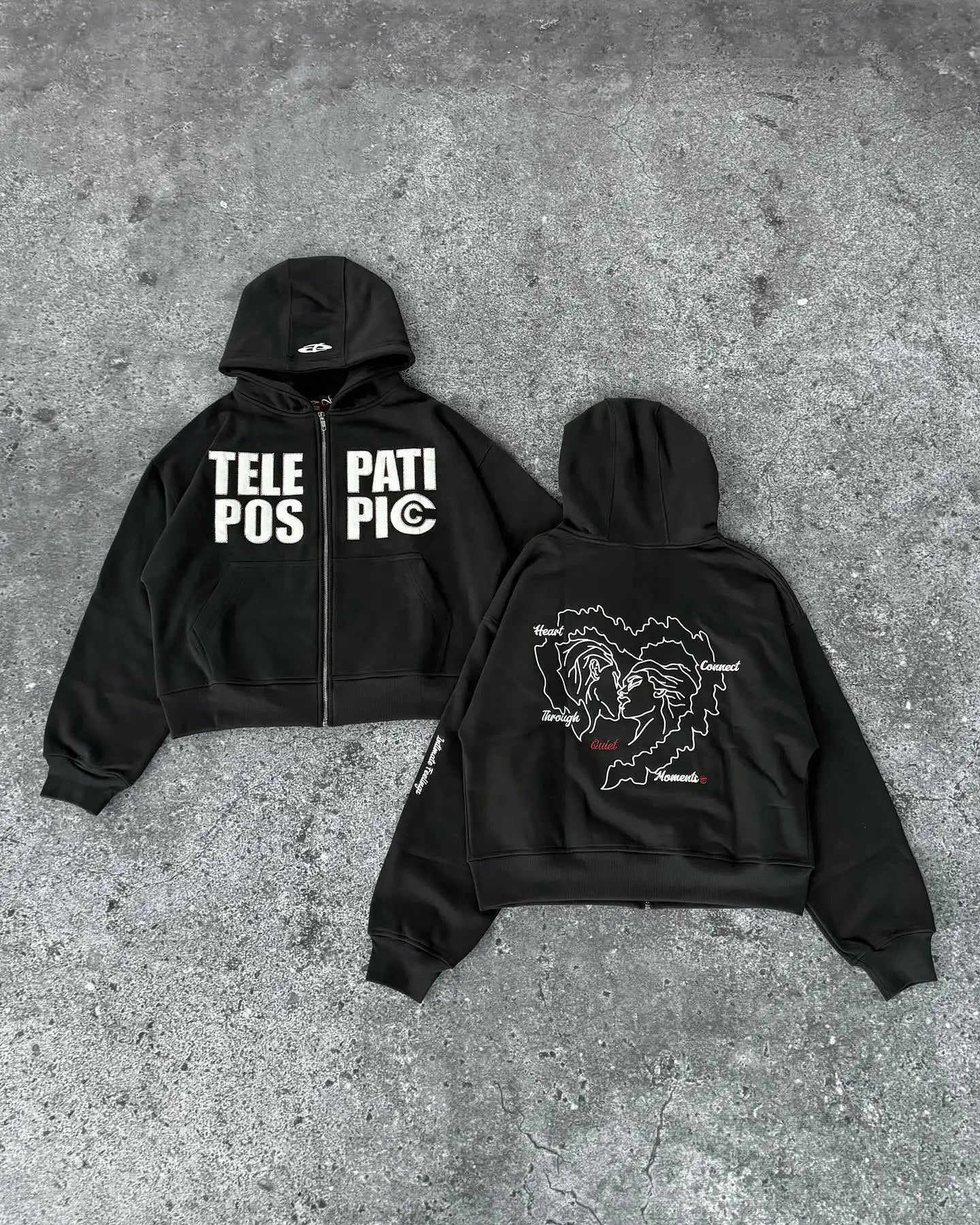 Telepathy Design Graphic Zip-Up Men Hoodie