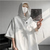 Hooded Tshirt Men Drawstring Short Sleeve Korean Streetwear