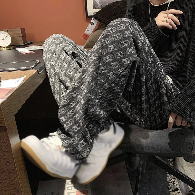 Men's Pants Plaid Scratch Jeans Streetwear