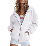 Trendy Queen Oversized Zip-Up Hoodies for Women Fall Fashion Long Sleeve Pockets