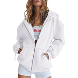 Trendy Queen Oversized Zip-Up Hoodies for Women Fall Fashion Long Sleeve Pockets