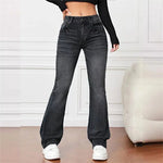 Vintage Mid Waist Flares Denim With Button Splice