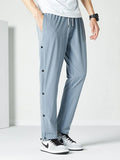 Men's Sweatpants: Side Button Loose Casual Straight Pants