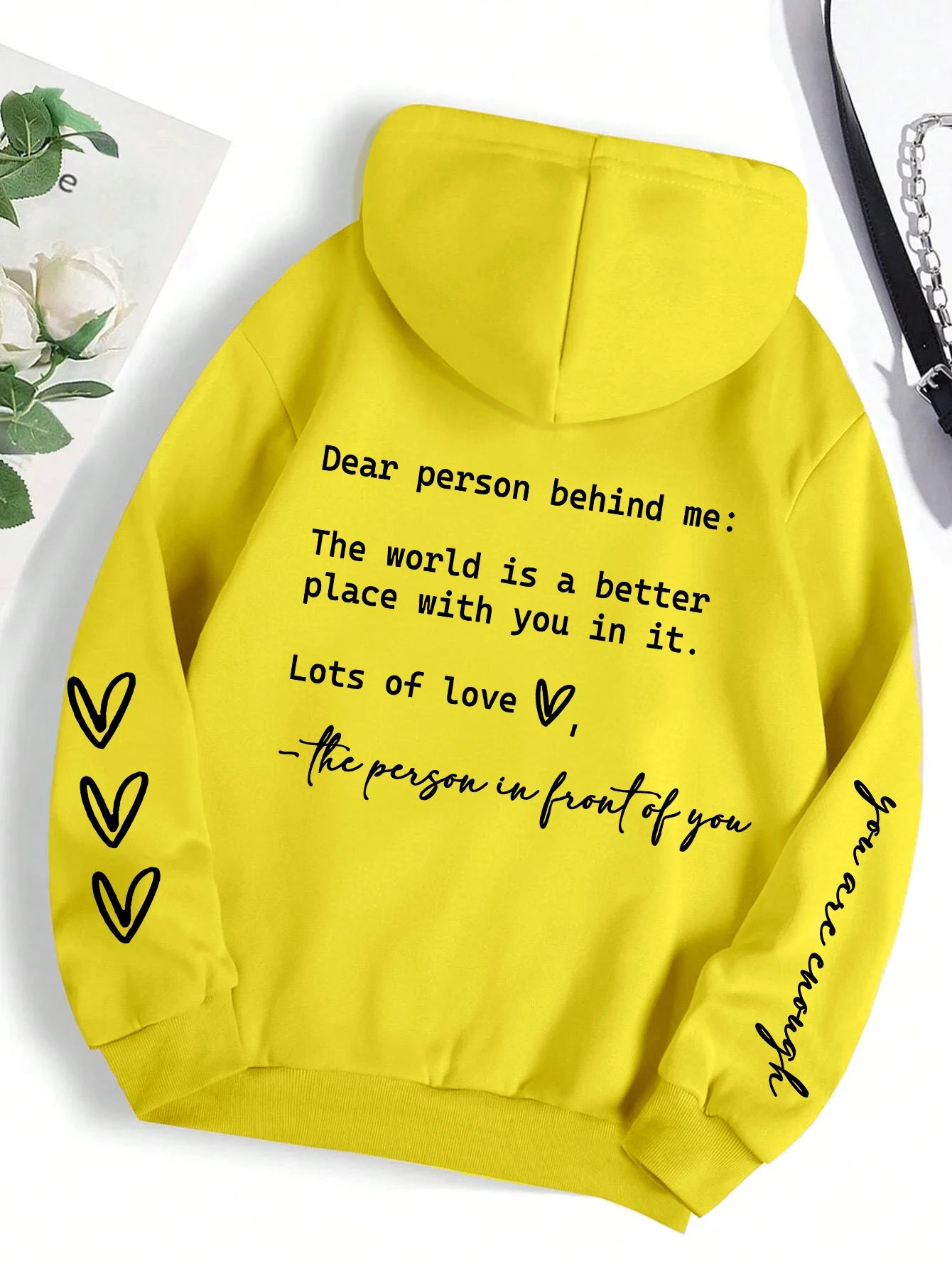 Dear Person Behind Me Hoodie Women Fleece Graphic Print Casual Top