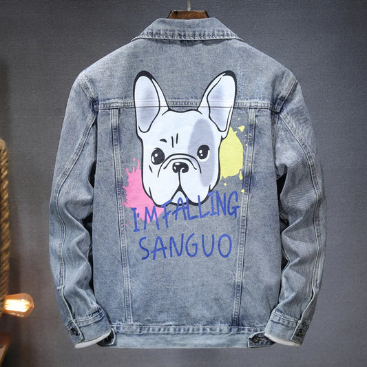 Autumn Men's Personalized Printed Cowboy Jacket Street Trend Casual Top