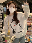 Women's Oversized Hoodie Cozy Korean Fleece and Kawaii Cartoon Design for Autumn Winter