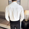 Mens Slim Fit Dress Shirt V Neck Stand Collar Black White Business