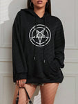 Pentagram Gothic Occult Satan Hoodies All-match Street Style Female
