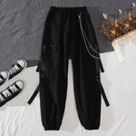 Damen Cargohose, Schnalle, Bandtasche, Jogger, elastische Taille, hohe Streetwear, Harajuku