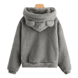 Autumn Winter Women Long Sleeve Rabbit Ear Hood Sweatshirt Cute Plush