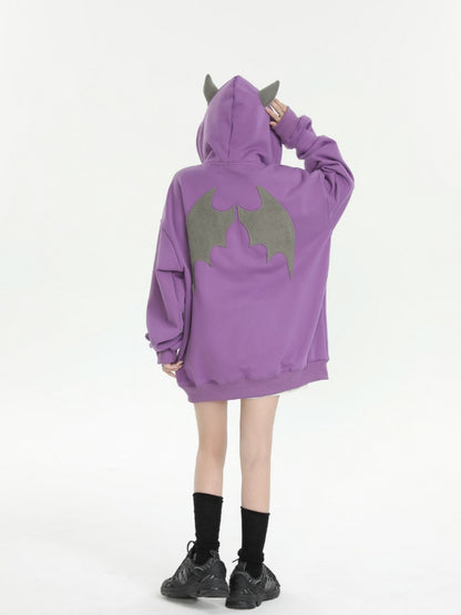 Hoodie Zipper  Hooded  High Street E-girl Oversized Sweatshirt Punk Kpop