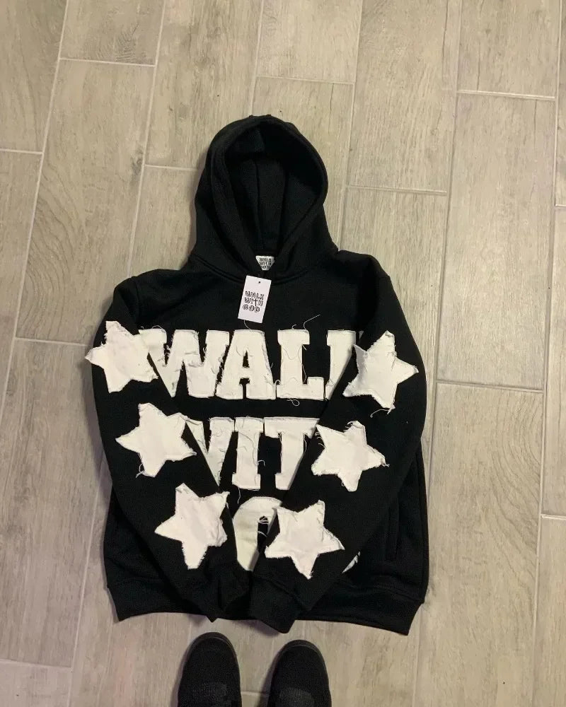 Y2K Harajuku Übergroßer Hoodie mit Buchstabendruck Hip-Hop Streetwear