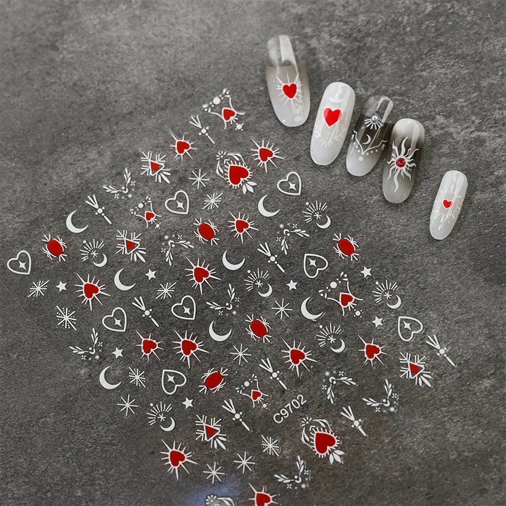 3D Gold Heart Nail Art Stickers