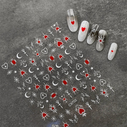 3D Gold Heart Nail Art Stickers