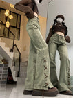 Wide Leg Straight Denim Trousers Y2K Pants Streetwear Y2K