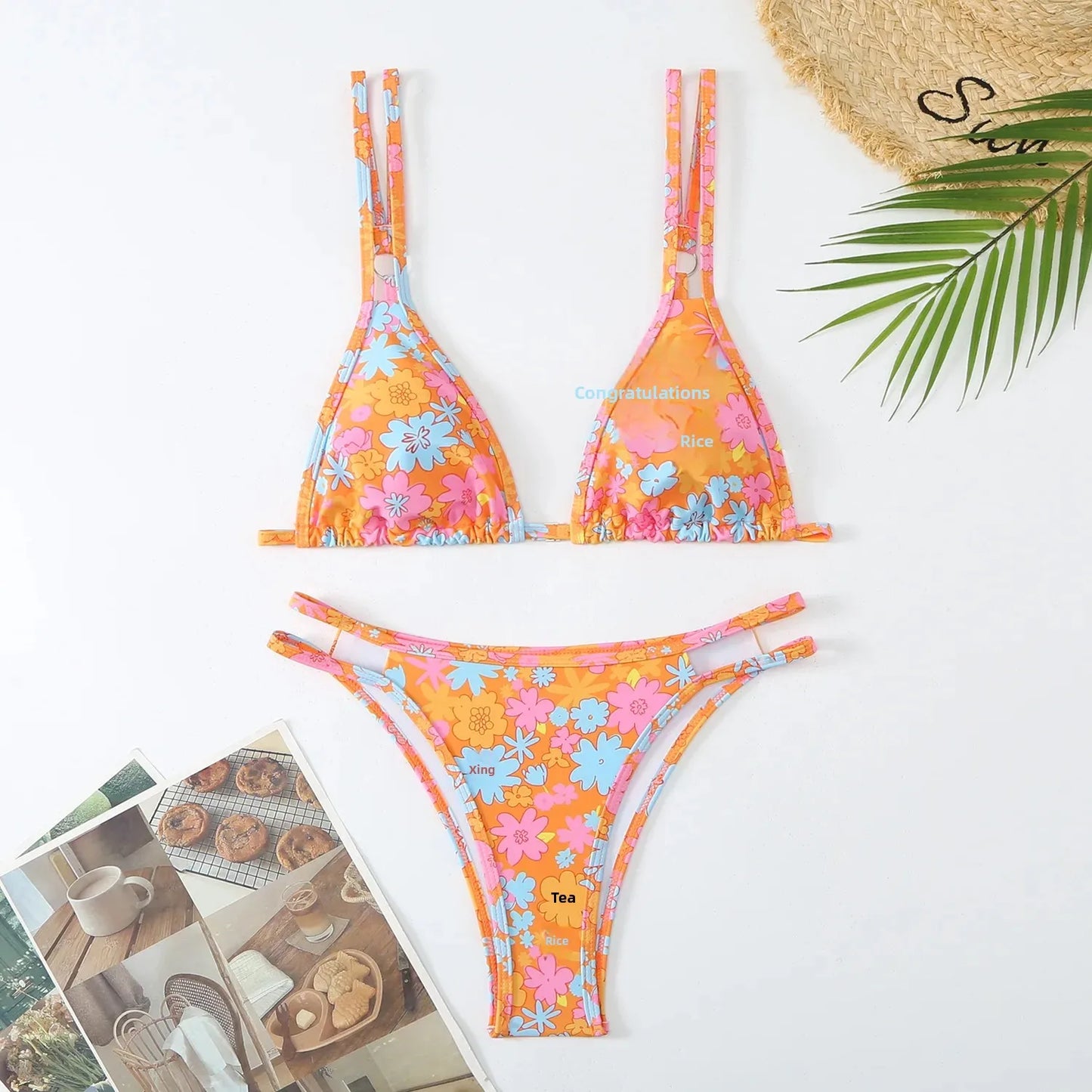 Double Shoulder Bikini Set High Waist Sexy Swimwear Women