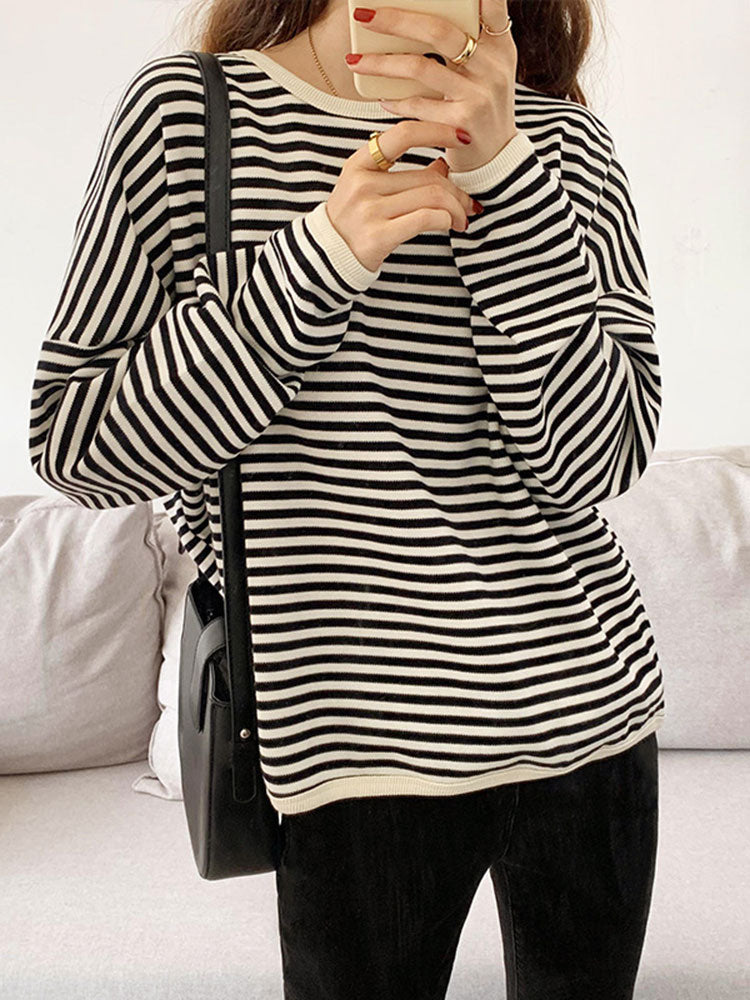 Women Sweatshirts Oversized Striped Pullover