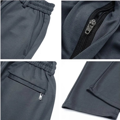 Stylish and Comfortable: Blue Men's Straight Stretch Pants for Business and Work