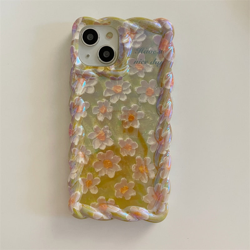 lovely floral print transparent shockproof case for iphone silicone cover