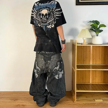 Gothic Harajuku Y2K Baggy Jeans for Men Streetwear Trousers