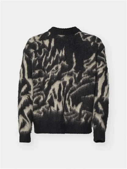 American Autumn Winter Street Casual Striped Fleece Knitted Sweater