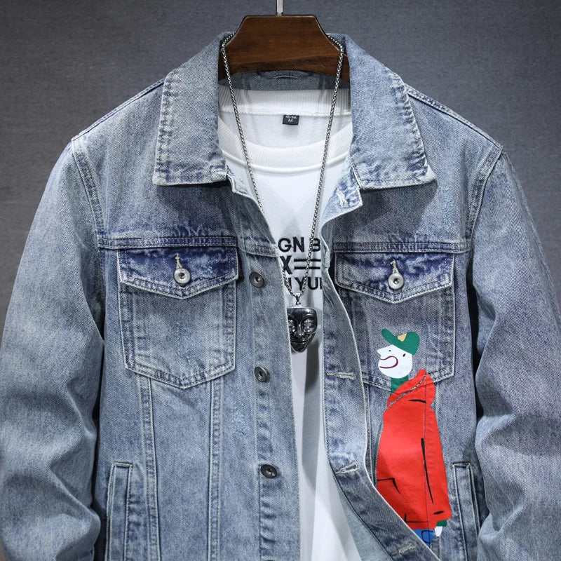 2024 Fall Cowboy Denim Jacket Men’s Versatile Loose Casual Top
