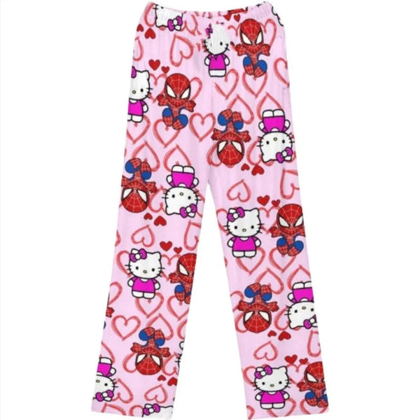Hello Kitty Spider-Man Pajama Pants Cotton Loose Women’s Lounge Wear