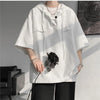 Hooded Tshirt Men Drawstring Short Sleeve Korean Streetwear
