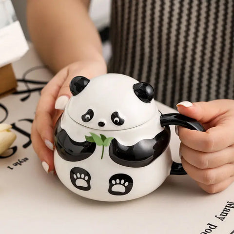 Keramiktasse Weihnachtsgeschenk Original Panda Tasse mit Deckel Kaffee Tee Tassen Kaffee