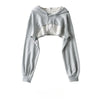 Female Hoodie Personality Irregular Crop Ultra Short Style Long Sleeve