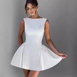 Sleeveless Splice A-Line Mini Dress Office Woman