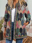 Vintage Y2K Ethnic Cardigan Printed Jacket Coat with Pockets