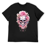 Skull Diamond Roses T-Shirt Retro Vintage Men