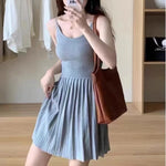 Sleeveless Knit Dress Women Camisole Dresses Summer Autumn Female Striped