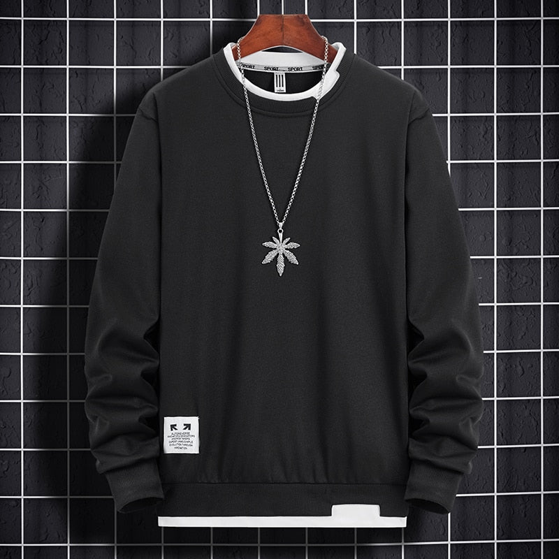 Men Sweatshirts Tops Solid Casual Pullover Hip Hop