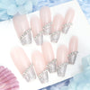 10pcs Gold Metallic 3D Press-On Almond Fake Nails