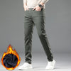 Mens Thick Fleece Lined Pants Slim Fit Winter Warm Business Casual
