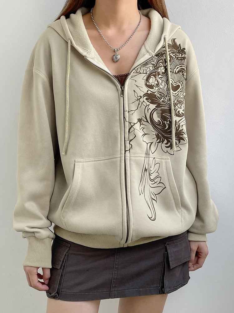 Hoodie Sweatjacke Mantel Ästhetisch Kapuze Niedlich