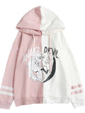 Cute Kawaii Women's Hooded Sweatshirt: Lovely Patchwork Pullover