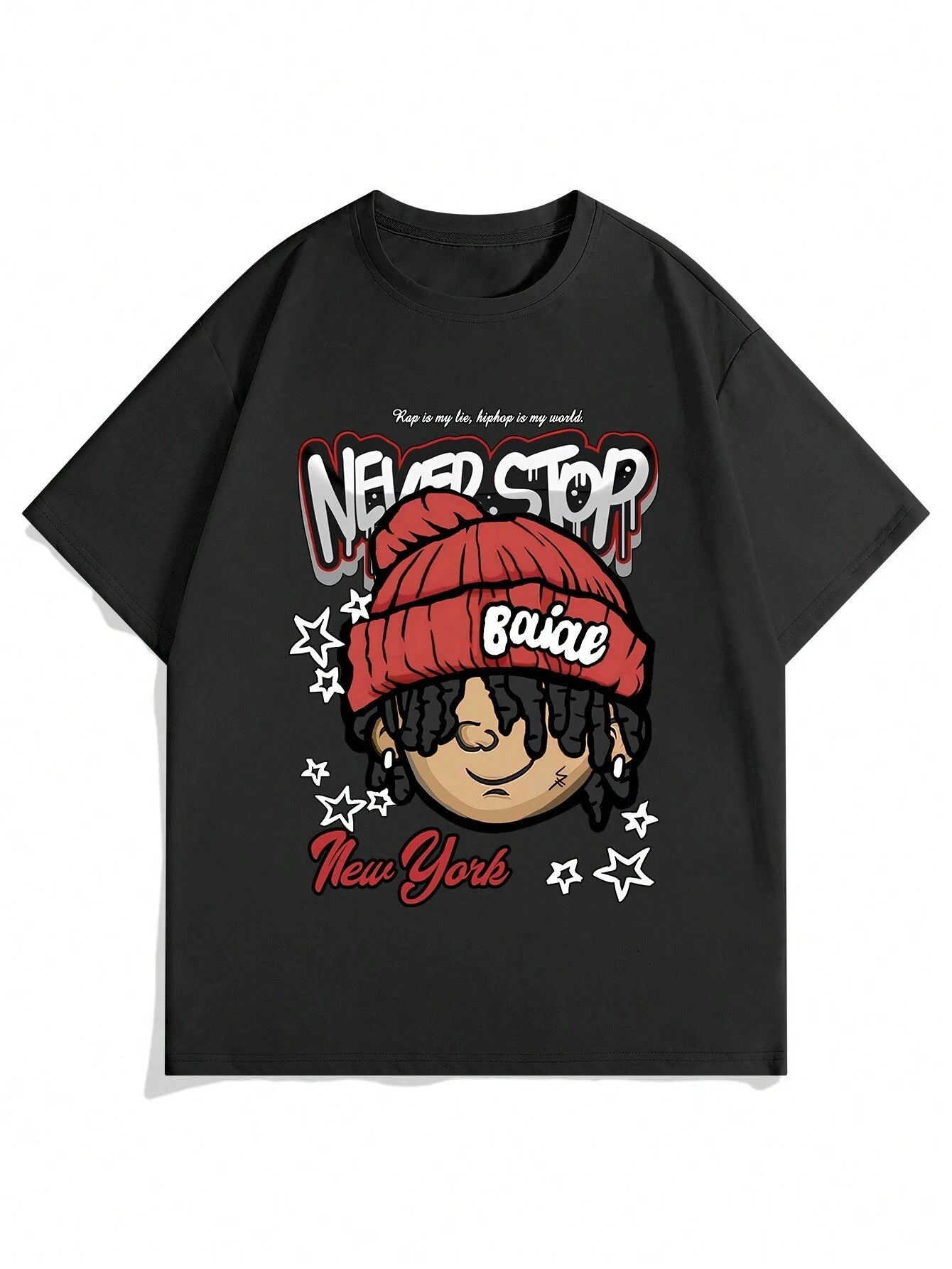 Never Stop Men Cotton Tee Big Casual Streetwear