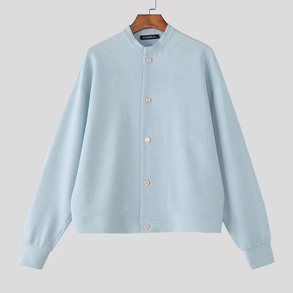 Mens Stand Collar Button Down Jacket Oversized Streetwear Coat