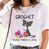 Crochet Because Murder Is Wrong Cat T-Shirt