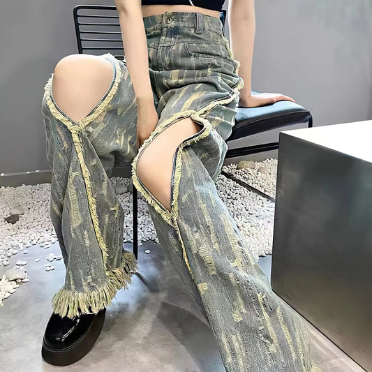 Vintage Revival: 2023 Korean Y2K Retro Hole Jeans