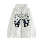 Women Streetwear Hoodies zip up  Angel Dark Harajuku y2k