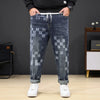 8XL Mosaic Print Oversized Jeans Men’s Loose Denim