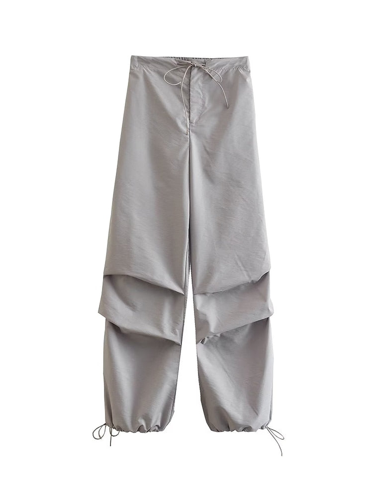 Willshela Damen-Cargohose mit Fallschirm-Motiv, zum Joggen, hohe elastische Taille