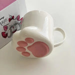 Cute Cat Paw Mug Coffee Mug Cartoon 3D Cat Claw Ceramic Drinkware with Lid Milk Breakfast