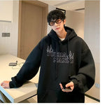 Men's Cotton Letter Priint Hoodie Korean Streetwear Top