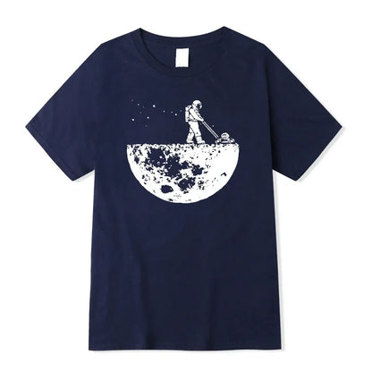 Summer Men T-shirt Funny Lunar Cleaner Printing Casual Cool Loose O-neck