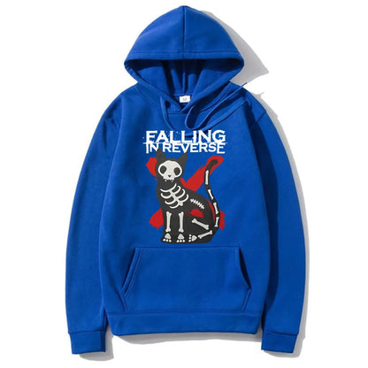 Streetwear Falling in Reverse Cat Graphic Hoodie
